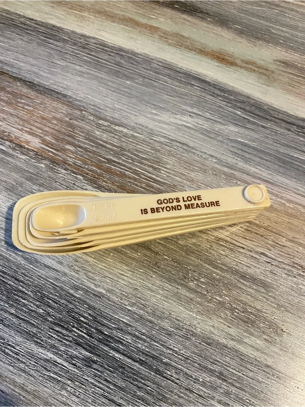 Measuring Spoon Set Vintage God’s Love Is Beyond Measure Kitchen Cooking Utensil